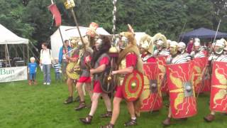 Roman Reenactment at the Amphitheatre in Caerleon Marching In [upl. by Ehcrop]