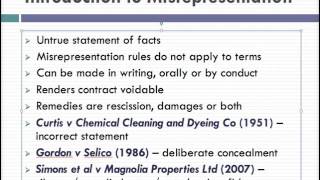 Misrepresentation Lecture 1 of 4 [upl. by Teague]